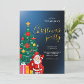 Festive Santa Christmas Party Invitation | Holiday Kaart (Staand voorkant)