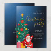 Festive Santa Christmas Party Invitation | Holiday Kaart (Voorkant / Achterkant)