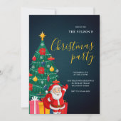 Festive Santa Christmas Party Invitation | Holiday Kaart (Voorkant)
