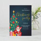 Festive Santa Christmas Party Invitation | Holiday Kaart (Staand voorkant)