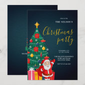 Festive Santa Christmas Party Invitation | Holiday Kaart (Voorkant / Achterkant)