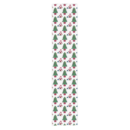 Festive Santa Christmas Table Runner Korte Tafelloper (Voorkant)