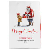 Festive Santa Claus Classic Red Green Gift Bag Medium Cadeauzakje (Voorkant)