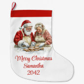 Festive Santa Claus Classic Red White Stocking Grote Kerstsok (Voorkant)