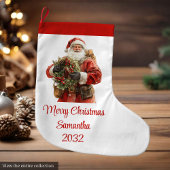 Festive Santa Claus Classic Red White Stocking Grote Kerstsok