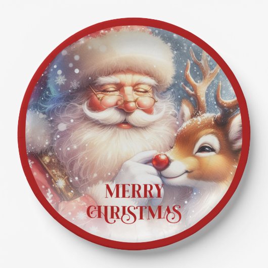 Festive Santa Claus Funny Christmas Kids Paper Papieren Bordje (Voorkant)