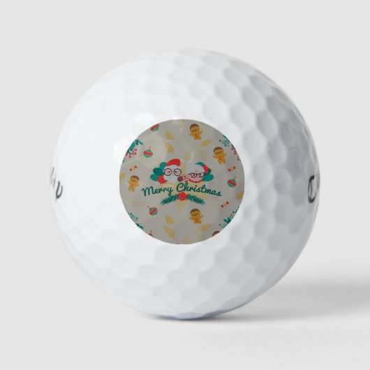 Festive Santa Claus Golfballen (Voorkant)