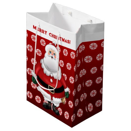 Festive Santa Claus Medium Cadeauzakje (Voorkant Gekanteld)