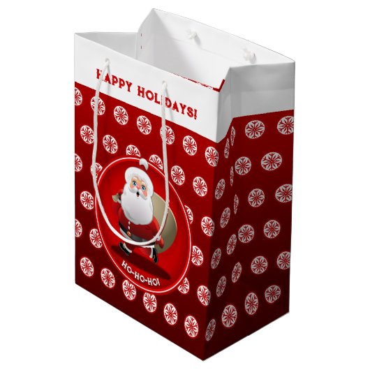 Festive Santa Claus Medium Cadeauzakje (Achterkant Gekanteld)