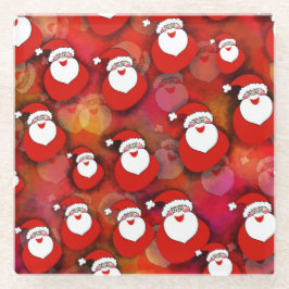 Festive Santa Claus Pattern Glazen Onderzetter