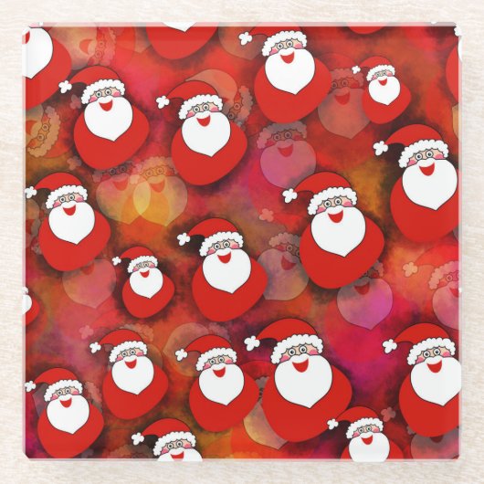 Festive Santa Claus Pattern Glazen Onderzetter (Voorkant)