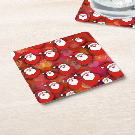 Festive Santa Claus Pattern Kartonnen Onderzetters (Schuin)