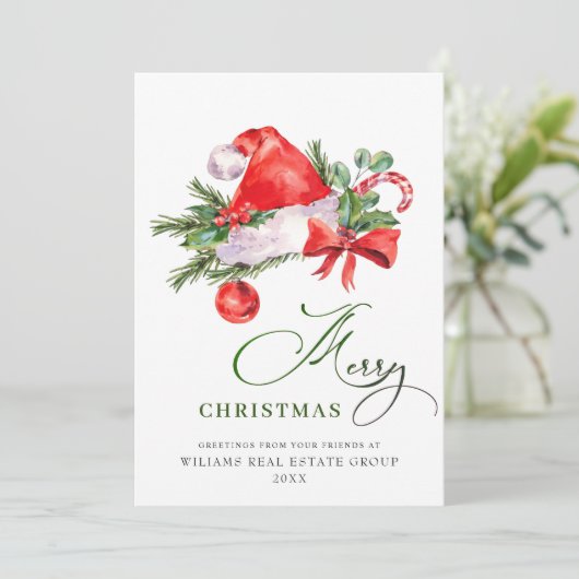 Festive Santa Claus Pet kerstmis Corporate Feestdagenkaart (Staand voorkant)