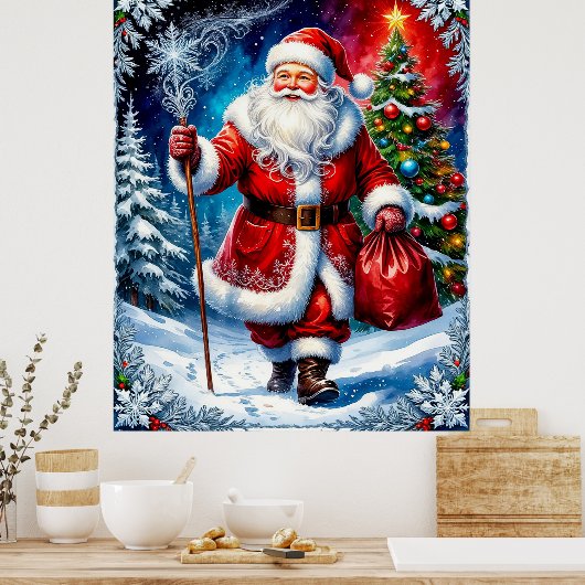 Festive Santa Claus Poster (Keuken)