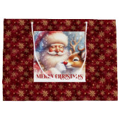 Festive Santa Claus Red Nose Rudolph Gift Bag Groot Cadeauzakje (Achterkant)