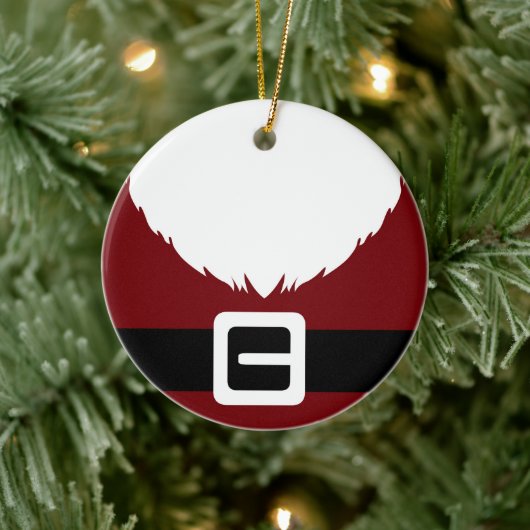 Festive Santa Claus Red Suit Jacket and Belt Keramisch Ornament (Boom)