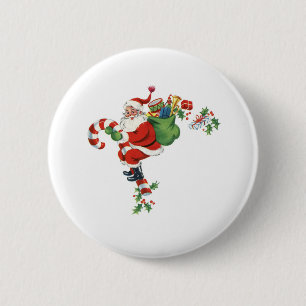 Festive Santa Claus retro Kerstmis  Ronde Button 5,7 Cm