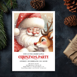 Festive Santa Claus Rudolph Holiday Cheer Party  Kaart