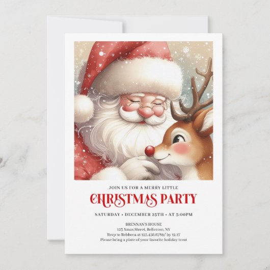 Festive Santa Claus Rudolph Holiday Cheer Party  Kaart (Voorkant)