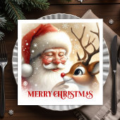 Festive Santa Claus Rudolph Holiday Dinner Party Servet