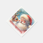 Festive Santa Claus Rudolph Holiday Napkins Dinner Servet (Hoek)