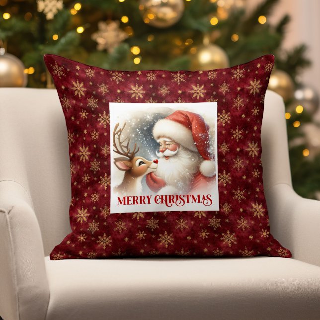 Festive Santa Claus Rudolph Holiday Pillow  Kussen (Festive Santa Claus Rudolph Holiday Pillow for Home

)