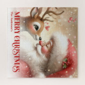 Festive Santa Claus Rudolph Personalized Kids Gift Legpuzzel (Horizontaal)