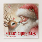 Festive Santa Claus Rudolph Personalized Kids Gift Legpuzzel (Verticaal)