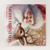 Festive Santa Claus Rudolph Personalized Kids Gift Legpuzzel (Horizontaal)