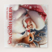 Festive Santa Claus Rudolph Personalized Kids Gift Legpuzzel (Horizontaal)