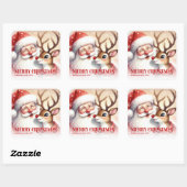 Festive Santa Claus Rudolph Personalized Kids Gift Vierkante Sticker (Vel)