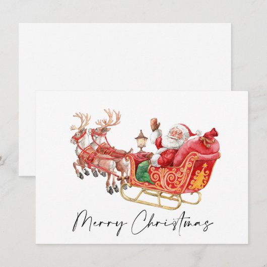 Festive Santa Claus Sleigh kerstgroet Feestdagenkaart (Voorkant / Achterkant)