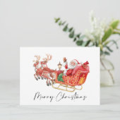 Festive Santa Claus Sleigh kerstgroet Feestdagenkaart (Staand voorkant)