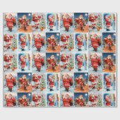Festive Santa Collage Wrapping Paper Cadeaupapier (Vlak)