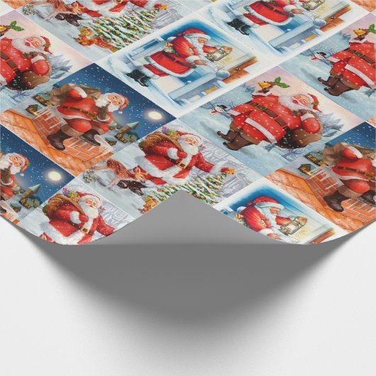 Festive Santa Collage Wrapping Paper Cadeaupapier (Hoek)