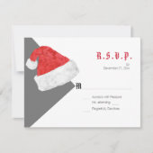 Festive Santa Hat kerstbruiloft grijze RSVP (Voorkant)