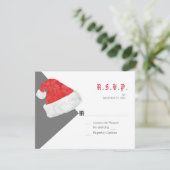 Festive Santa Hat kerstbruiloft grijze RSVP (Staand voorkant)