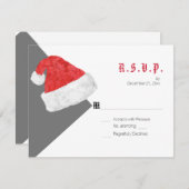 Festive Santa Hat kerstbruiloft grijze RSVP (Voorkant / Achterkant)