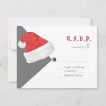 Festive Santa Hat kerstbruiloft grijze RSVP