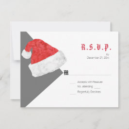 Festive Santa Hat kerstbruiloft grijze RSVP