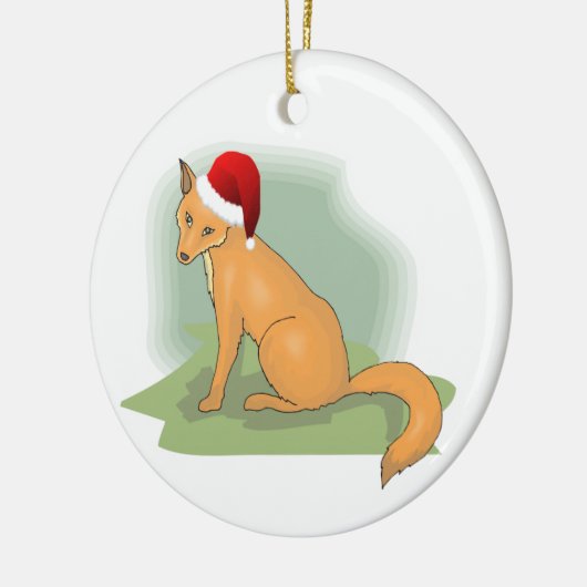 Festive Santa Hatted Fox Keramisch Ornament (Links)