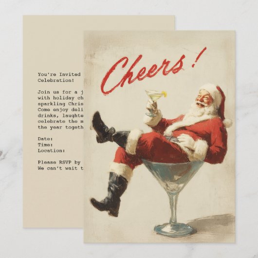 Festive Santa Holiday Cheers Feestdagenkaart (Voorkant / Achterkant)