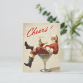Festive Santa Holiday Cheers Feestdagenkaart (Staand voorkant)