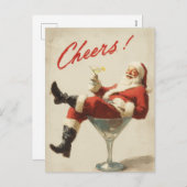 Festive Santa Holiday Cheers Feestdagenkaart (Voorkant / Achterkant)