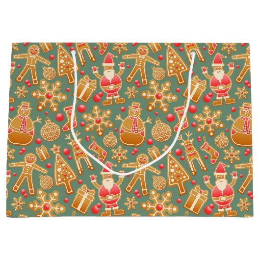 Festive Santa kerstcadeautas Groot Cadeauzakje (Voorkant)