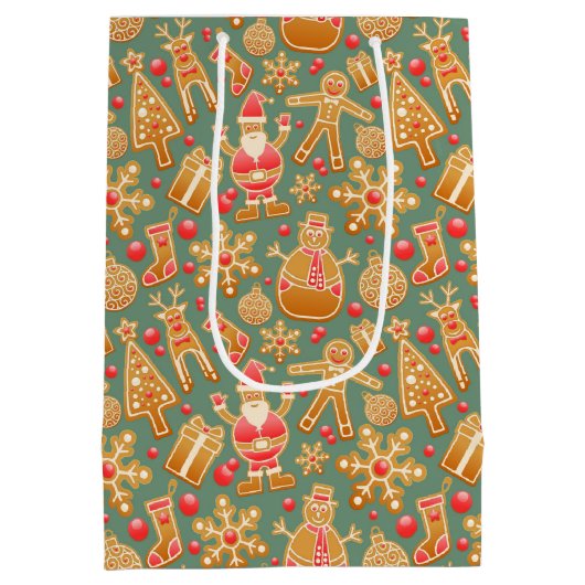 Festive Santa kerstcadeautas Medium Cadeauzakje (Achterkant)