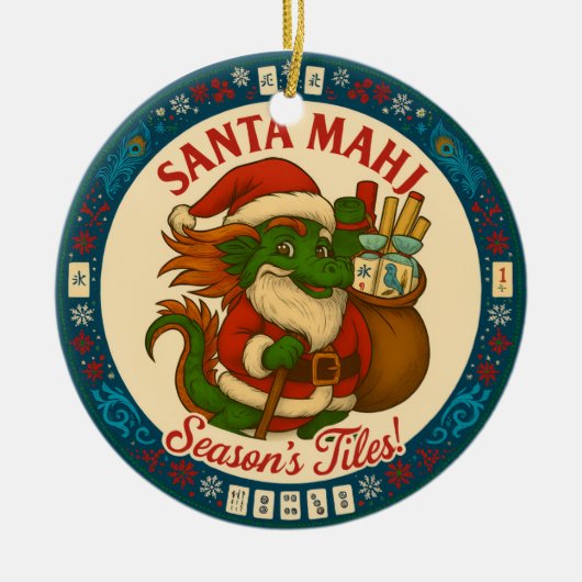 Festive Santa Mahj Ornament  (Voorkant)