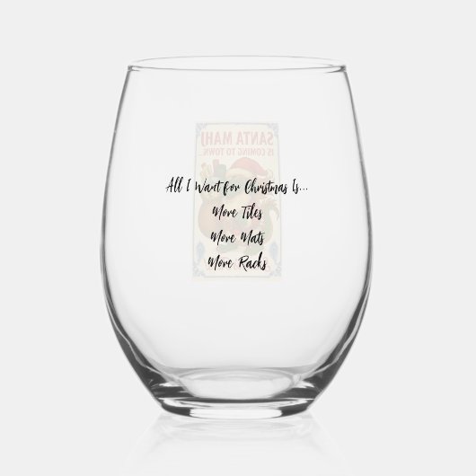 Festive Santa Mahj Wine Glass Wijnglas Zonder Voet (Achterkant)