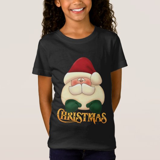 Festive Santa met kerstwoord Art T-shirt (Voorkant)