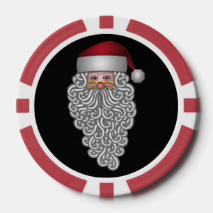 Festive Santa met krullbaars Poker Chips